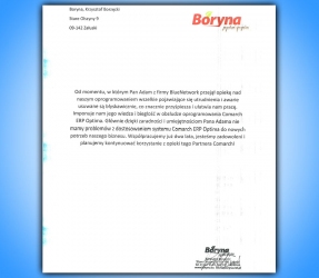 Referencja klienta: Boryna Krzysztof Borzęcki