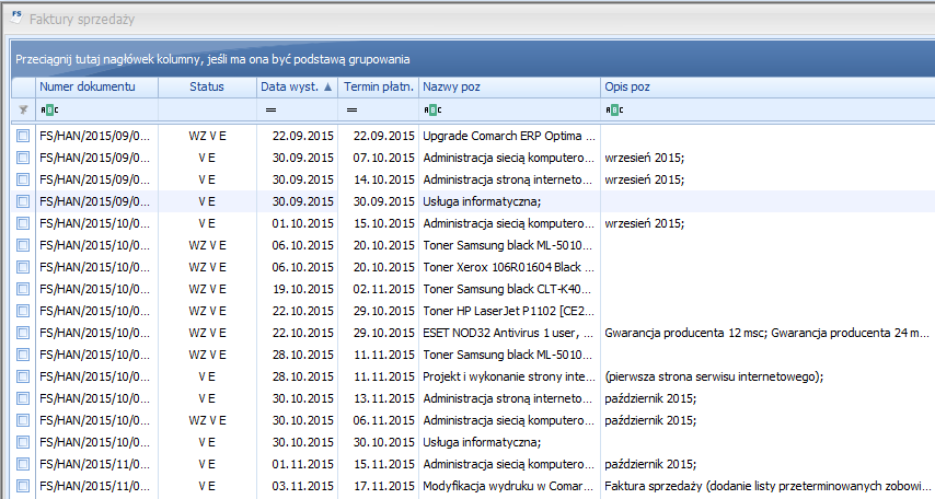 Nazwy i opisy towarów oraz usług — rzeczywisty widok dodatku w Comarch ERP Optima, zdjęcie 1