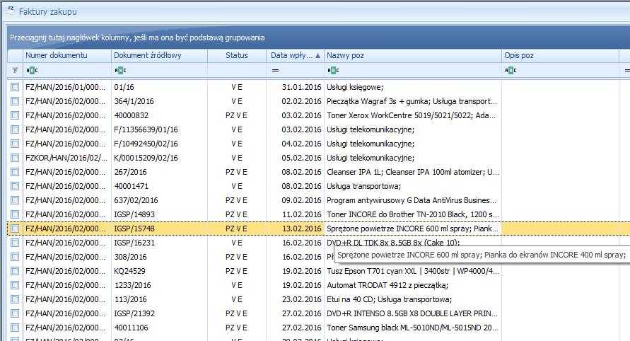 Nazwy i opisy towarów oraz usług — rzeczywisty widok dodatku w Comarch ERP Optima, zdjęcie 4