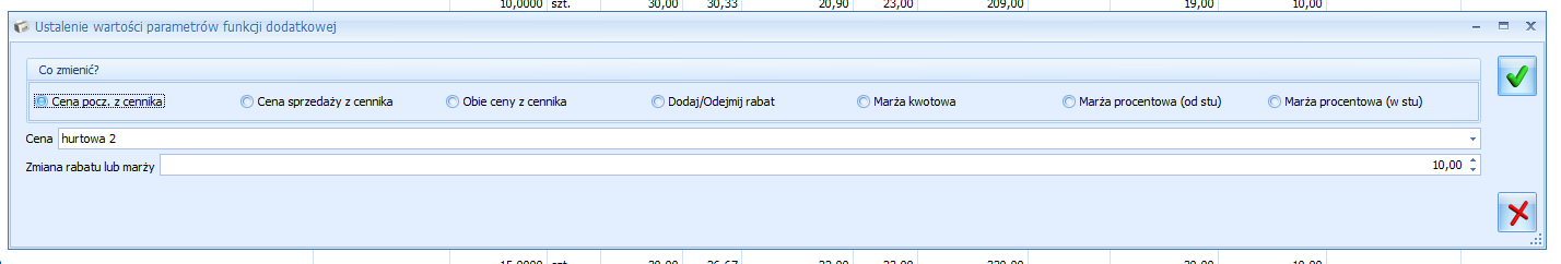 Seryjna zmiana cen sprzedaży — rzeczywisty widok dodatku w Comarch ERP Optima, zdjęcie 2